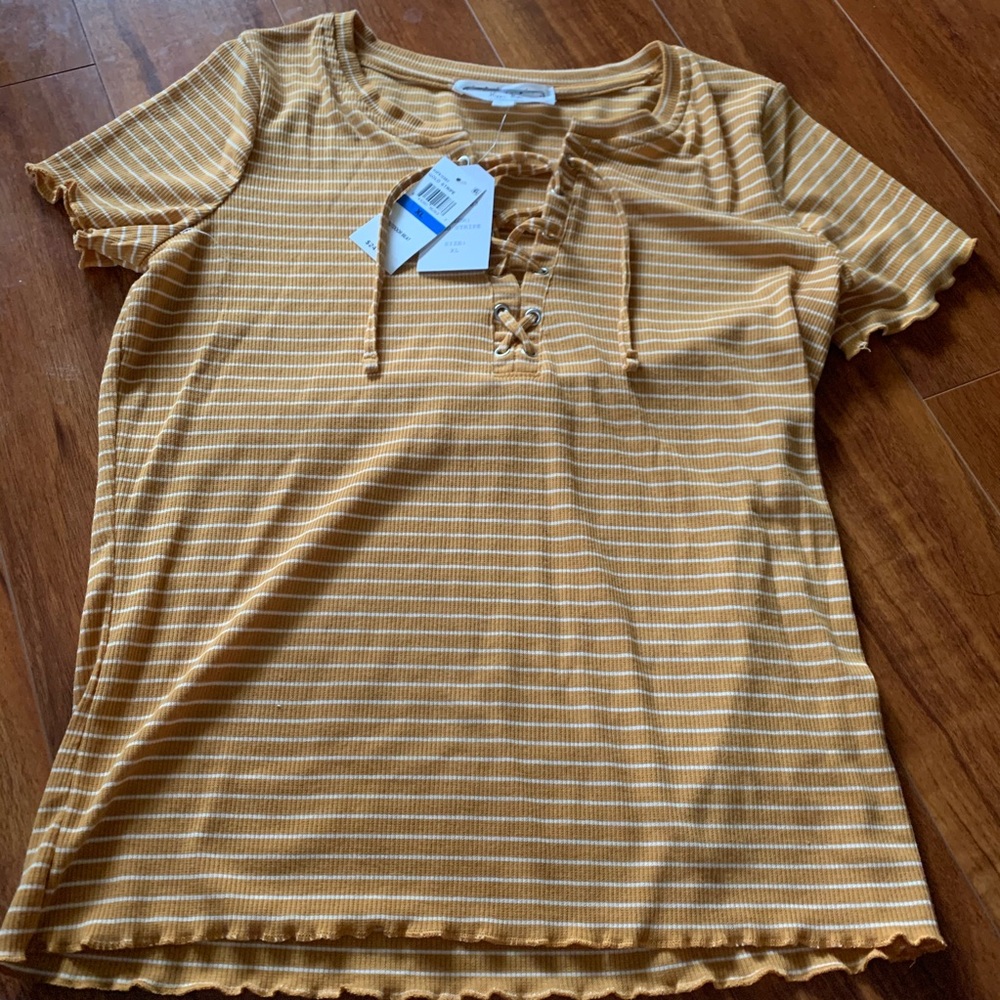 Striped lace up T-shirt brand new with tags